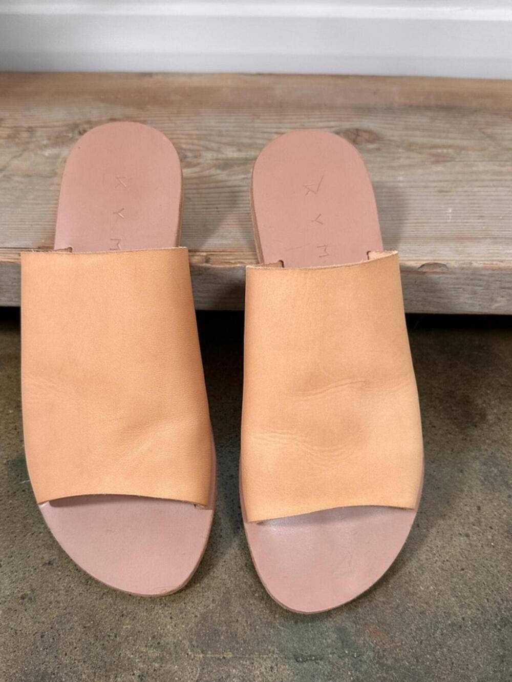 KYMA KALYMNOS OPEN TOE SLIDES - NATURAL TAN Size 38 Sandals - Picture 6 of 12